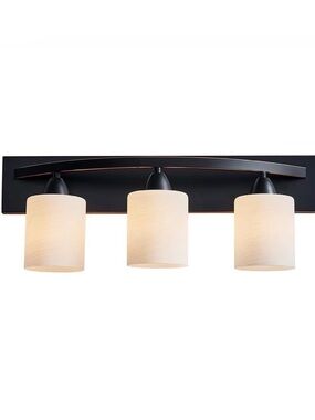 3-Light Oil-Rubbed Bronze Vanity Light with White Drum Shades (NIB)